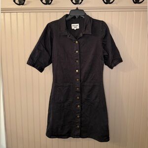 Velvet Heart Denim Black Button Front Shirt Dress Size M